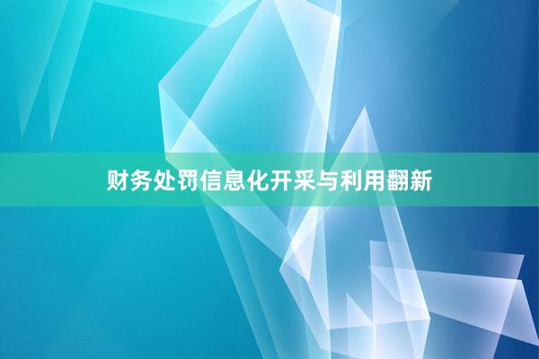 财务处罚信息化开采与利用翻新